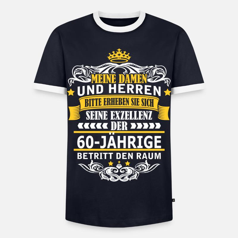 60-JÄHRIGE - Männer Kontrast-T-Shirt - Navy/Weiß 