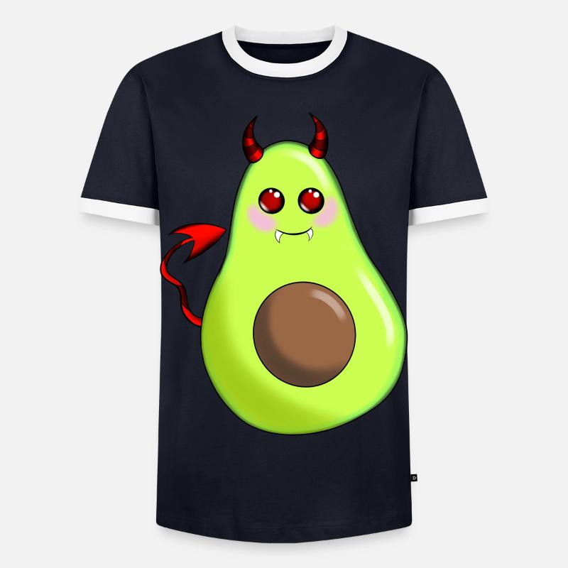 Devil Avocado - Männer Kontrast-T-Shirt - Navy/Weiß 