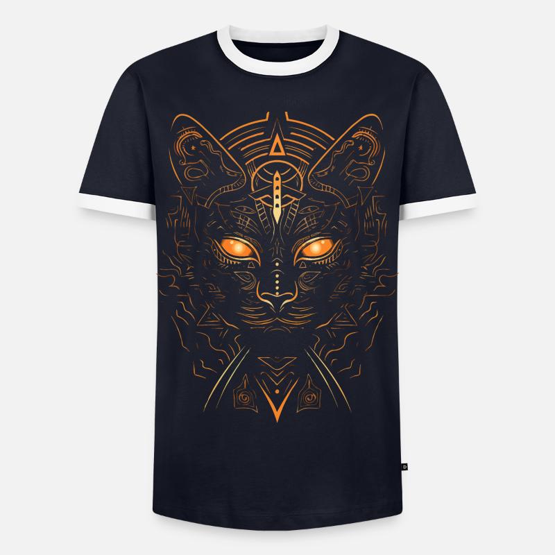 Bastet - Männer Kontrast-T-Shirt - Navy/Weiß 