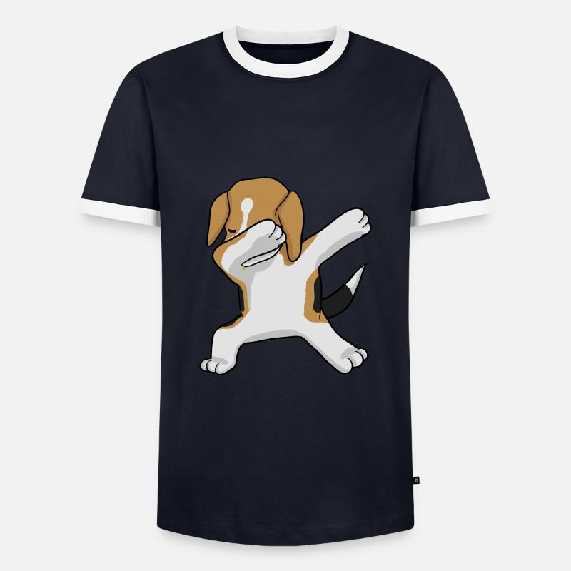 Beagle Dab - dabbing beagle - Männer Kontrast-T-Shirt - Navy/Weiß