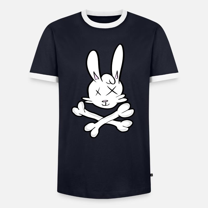 Skull rabbit - Men's Ringer Shirt - navy/white