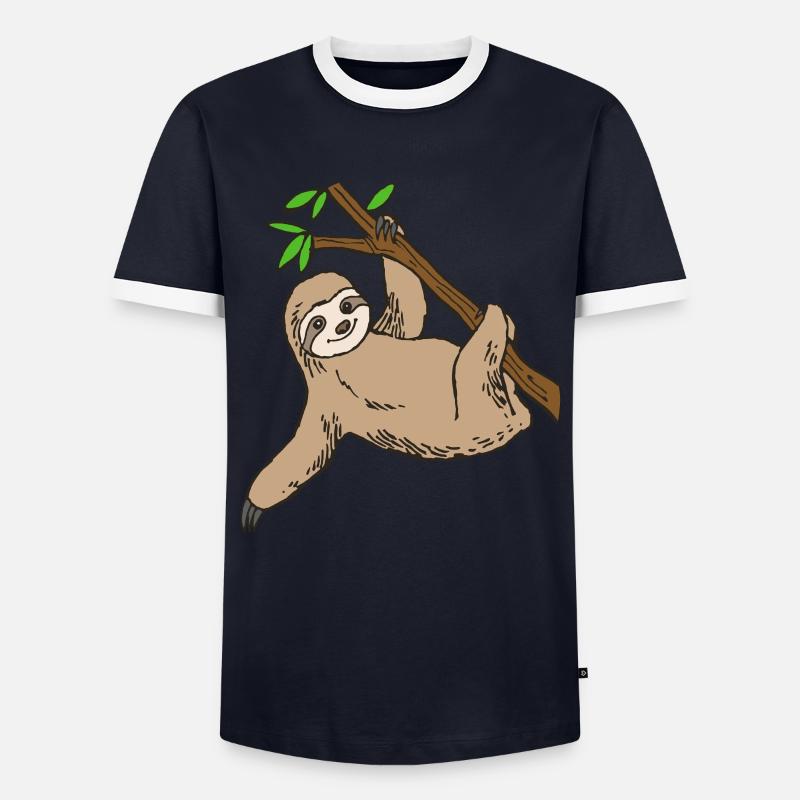 Faultier - Männer Kontrast-T-Shirt - Navy/Weiß 