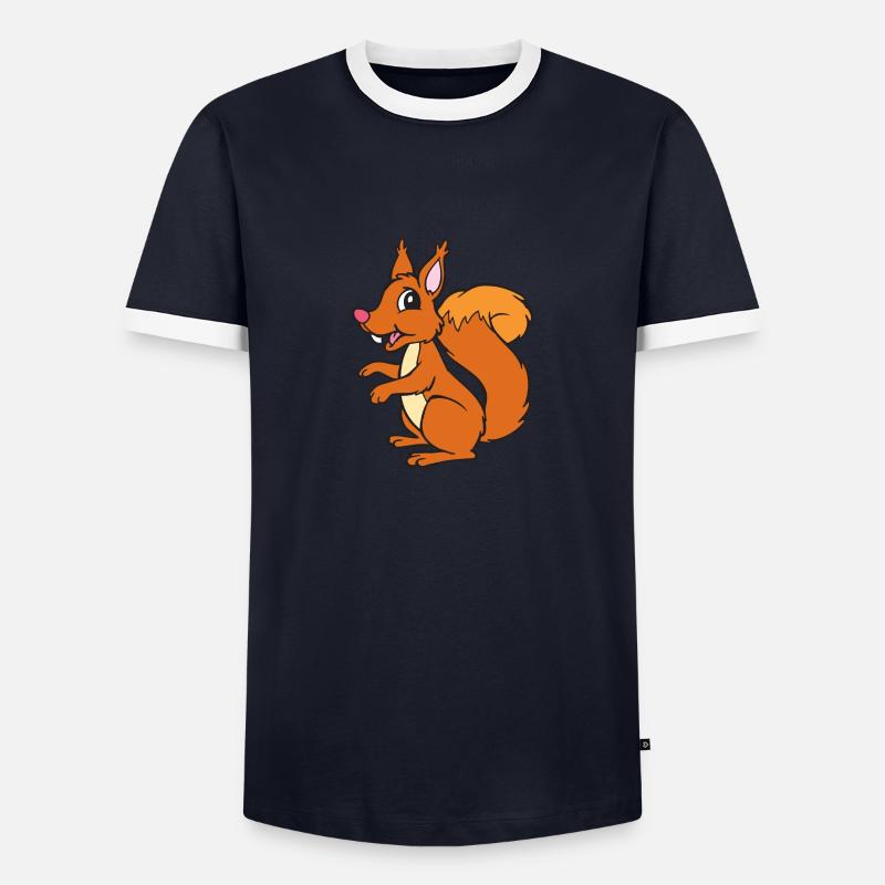 Eichhörnchen - Eichhorn - Männer Kontrast-T-Shirt - Navy/Weiß 