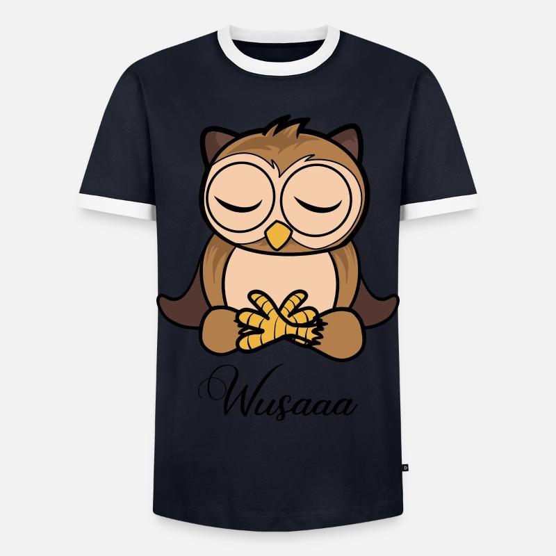 Auszeit Durchatmen Wusaaa Eule - Männer Kontrast-T-Shirt - Navy/Weiß 
