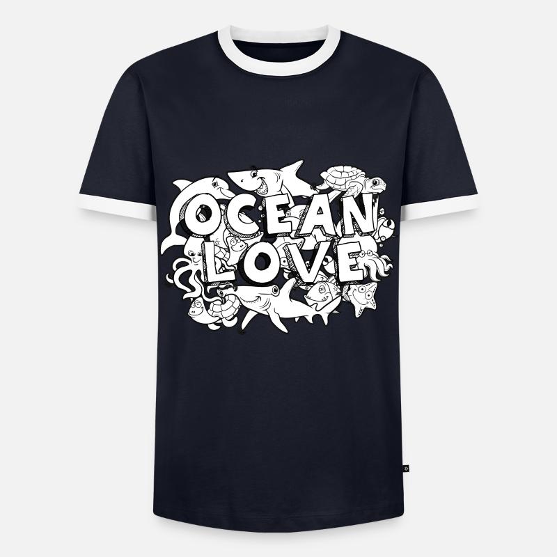 doodle Art Ocean - Men's Ringer Shirt - navy/white