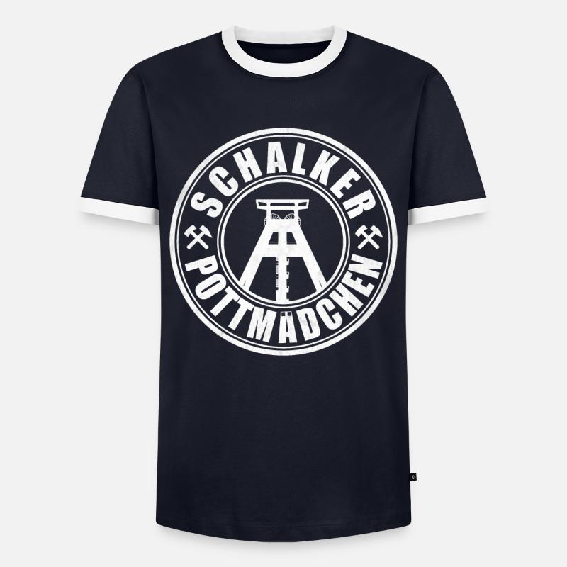 Schalker Pottmädchen | Ruhrpott Mädchen - Männer Kontrast-T-Shirt - Navy/Weiß