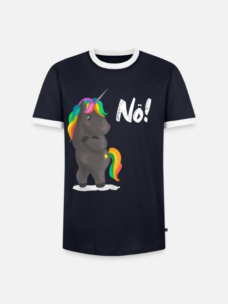 Verärgerter Regenbogen-Pony mit Witz - Männer Kontrast-T-Shirt - Navy/Weiß 