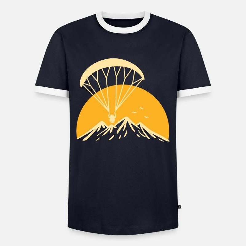 Paramotoring Retro - Men's Ringer Shirt - navy/white 