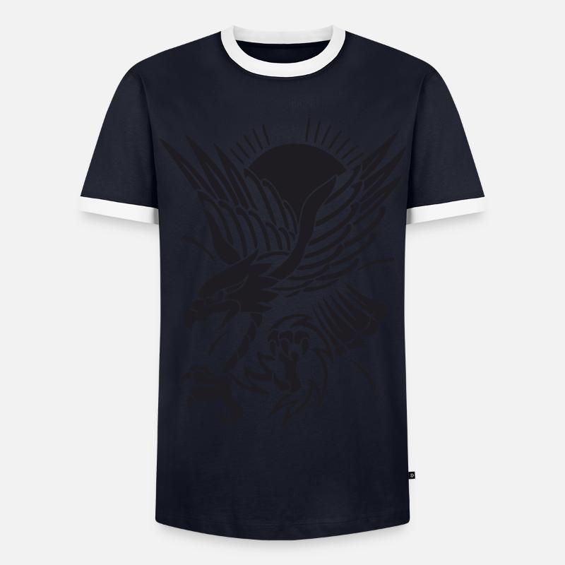 Eagle approaching - Men's Ringer Shirt - navy/white 