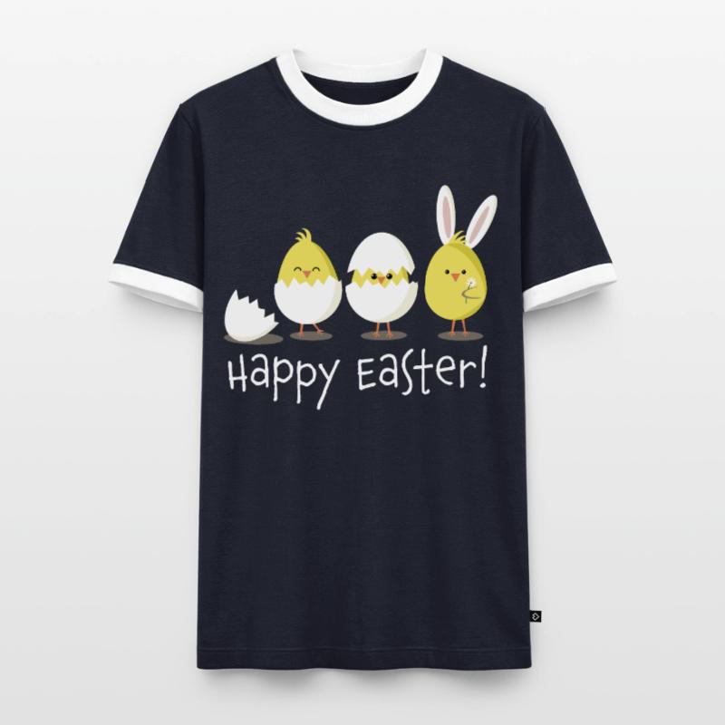 Happy Easter Chick Egg Easter Egg Men's Ringer Shirt