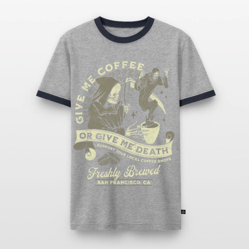 Kaffee oder Tod: Frisch Gebrüht Männer Kontrast-T-Shirt