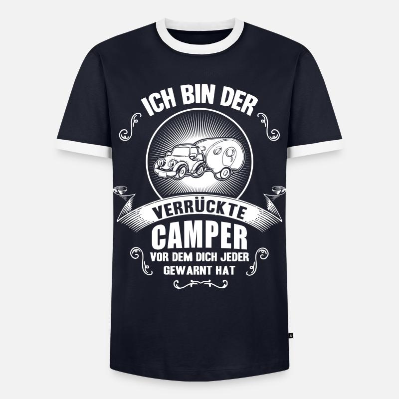 CRAZY CAMPER - Männer Kontrast-T-Shirt - Navy/Weiß 