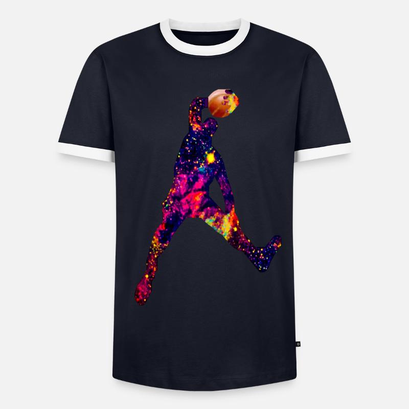 Dave Dunking Galaxy - Men's Ringer Shirt - navy/white 