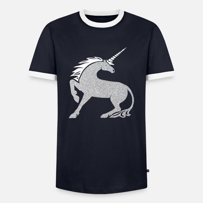 Silber Pferd Glitzer - Männer Kontrast-T-Shirt - Navy/Weiß