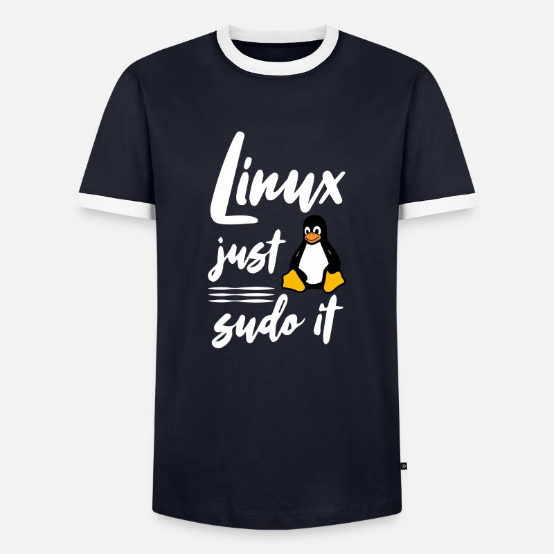 Linux juste sudo it - T-shirt contrasté Homme - marine/blanc 