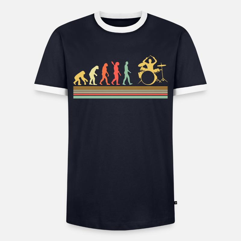 Drummer Evolution Schlagzeug Drumstick - Männer Kontrast-T-Shirt - Navy/Weiß