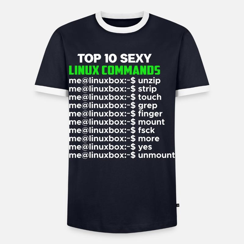 Linux Nerd Console Commands Geek - Männer Kontrast-T-Shirt - Navy/Weiß 