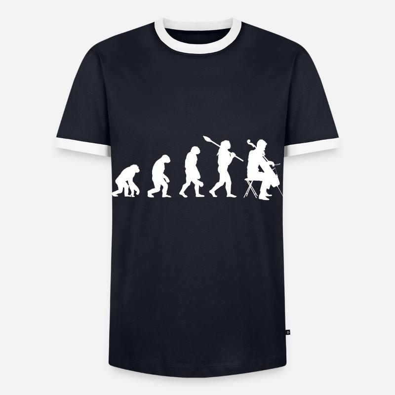 Violoncelle évolution instrument de musique violoncelle - T-shirt contrasté Homme - marine/blanc 
