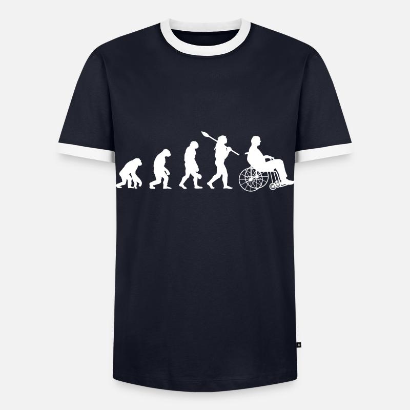 Rollstuhl Evolution Handicap Motivation - Männer Kontrast-T-Shirt - Navy/Weiß 