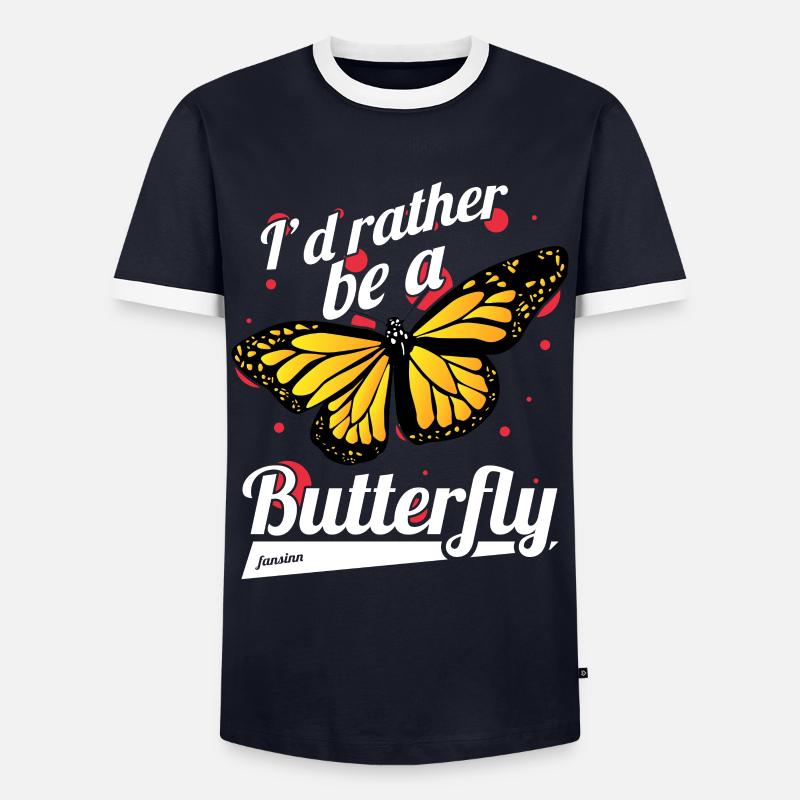 I'd Rather Be A Butterfly - Men's Ringer Shirt - navy/white 