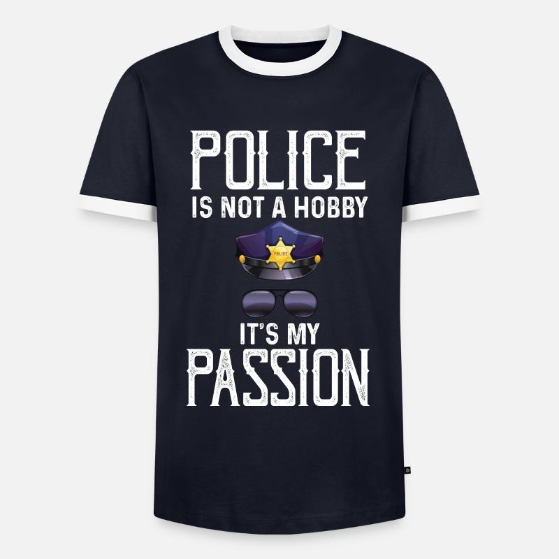 Polizei Passion Sheriff Abzeichen - Männer Kontrast-T-Shirt - Navy/Weiß