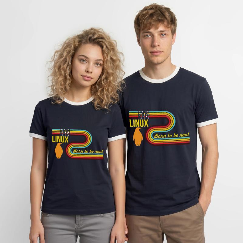 Né pour être Root Linux Nerd Geek Coding T-shirt contrasté Homme