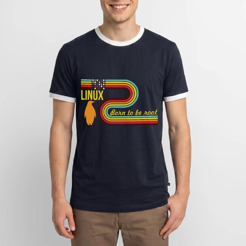 Né pour être Root Linux Nerd Geek Coding T-shirt contrasté Homme