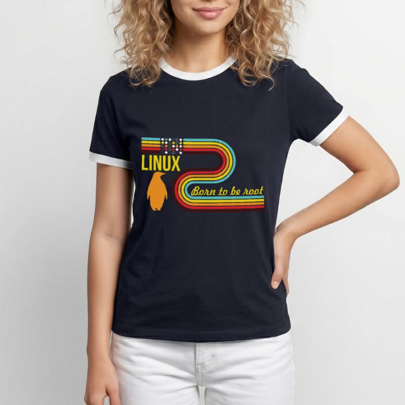 Né pour être Root Linux Nerd Geek Coding T-shirt contrasté Homme