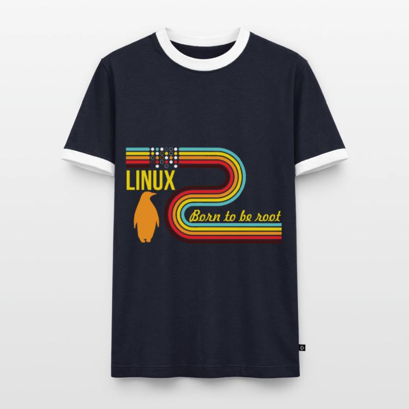 Né pour être Root Linux Nerd Geek Coding T-shirt contrasté Homme