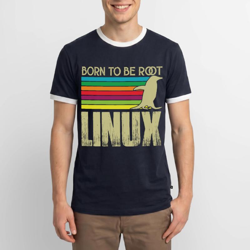 Linux Né pour être root Admin Linux T-shirt contrasté Homme