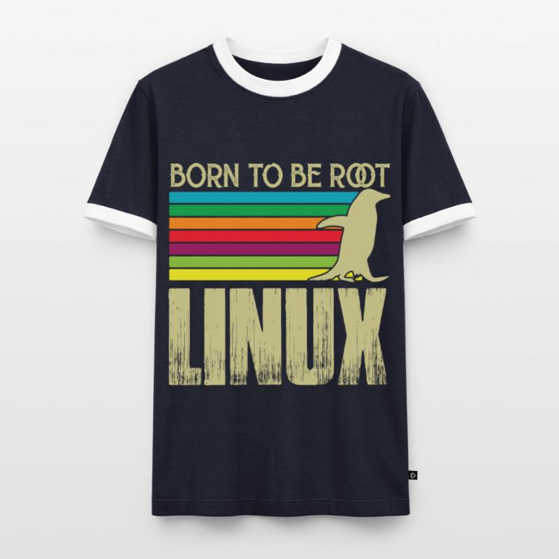 Linux Né pour être root Admin Linux T-shirt contrasté Homme