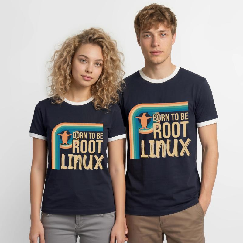 Born To Be Root Linux Nerd pour le codage T-shirt contrasté Homme