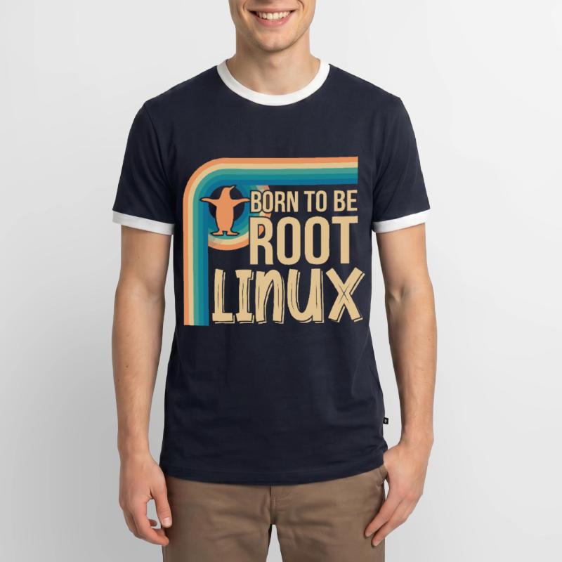 Born To Be Root Linux Nerd pour le codage T-shirt contrasté Homme