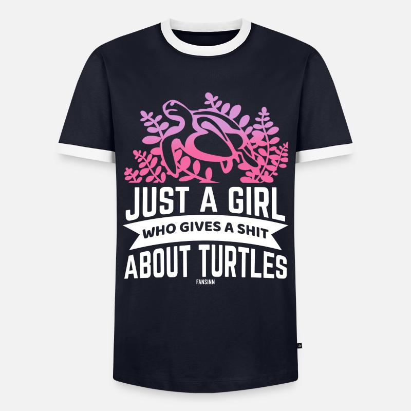 Mädchen Schildkröte Mutter Wasser Meer - Männer Kontrast-T-Shirt - Navy/Weiß 