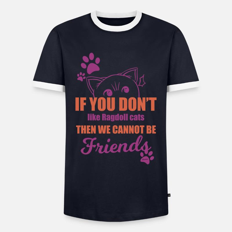 Ragdoll Katze - Männer Kontrast-T-Shirt - Navy/Weiß 