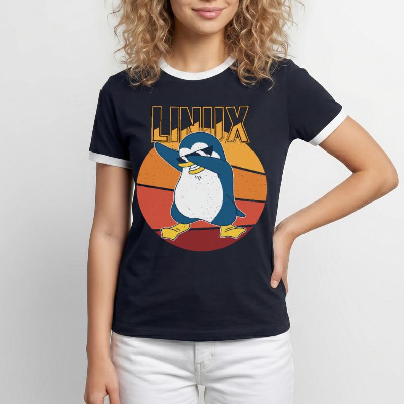 Linux Root Admin Cool Penguin Informatics Nerd T-shirt contrasté Homme