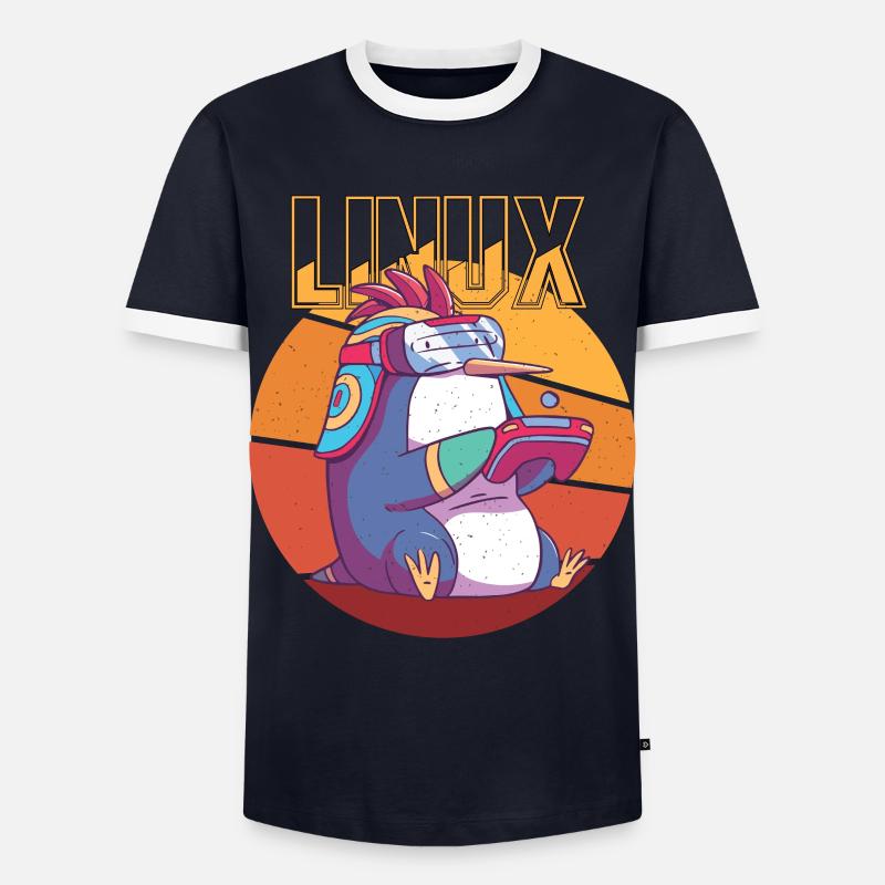 Gamer Linux Root Cool Penguin Nerd Game Programmer - Männer Kontrast-T-Shirt - Navy/Weiß