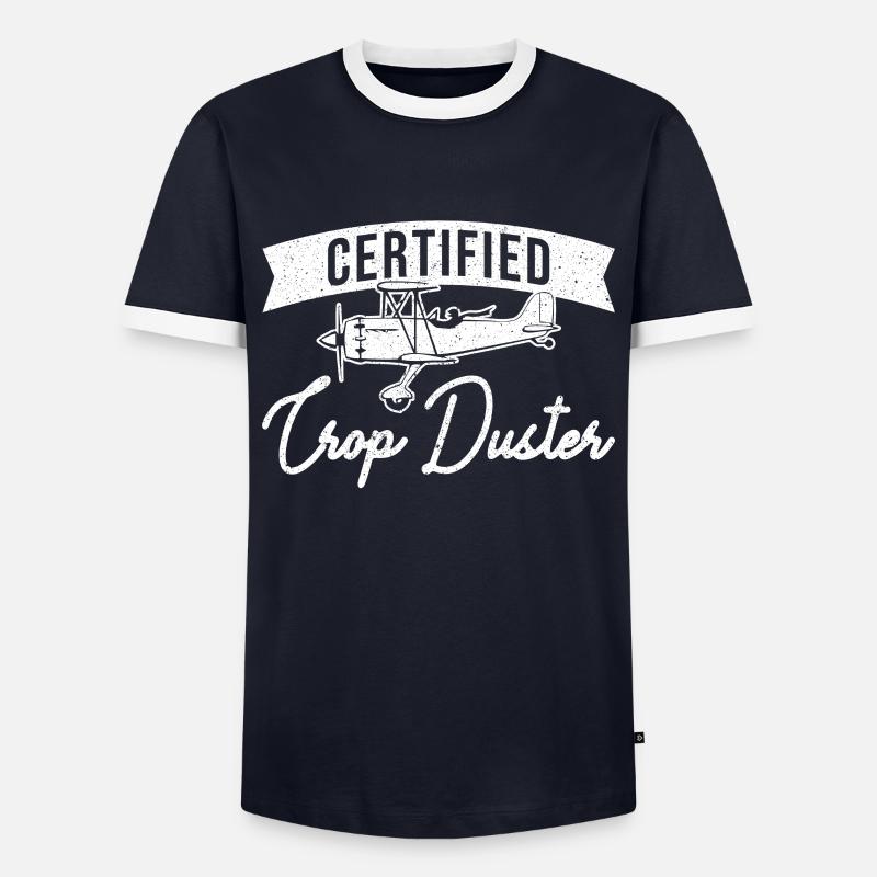 Certified Crop Duster Sprayer - Men's Ringer Shirt - navy/white 
