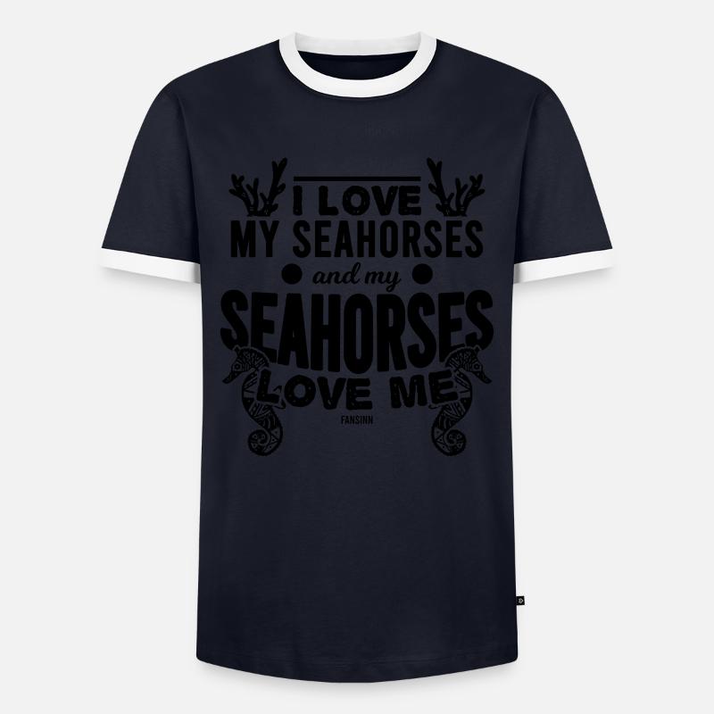 Ich liebe Seepferdchen - Männer Kontrast-T-Shirt - Navy/Weiß 