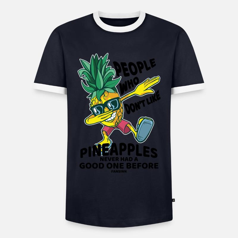 dabbing pineapple - Men's Ringer Shirt - navy/white
