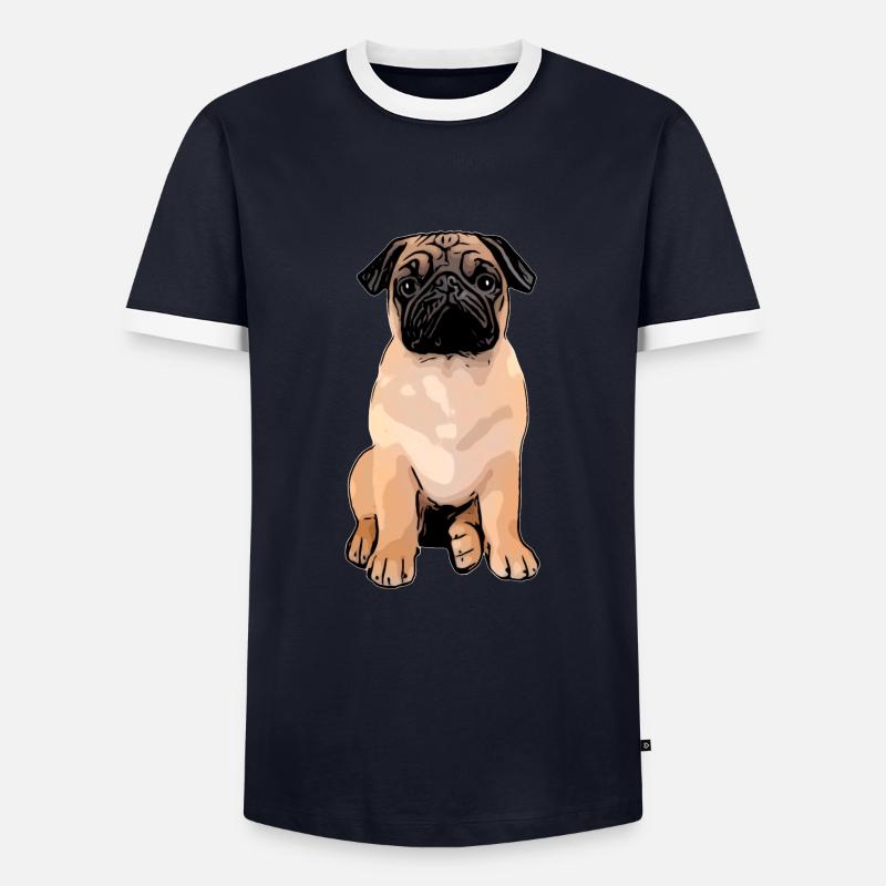 Mops Mops Mops - Männer Kontrast-T-Shirt - Navy/Weiß 