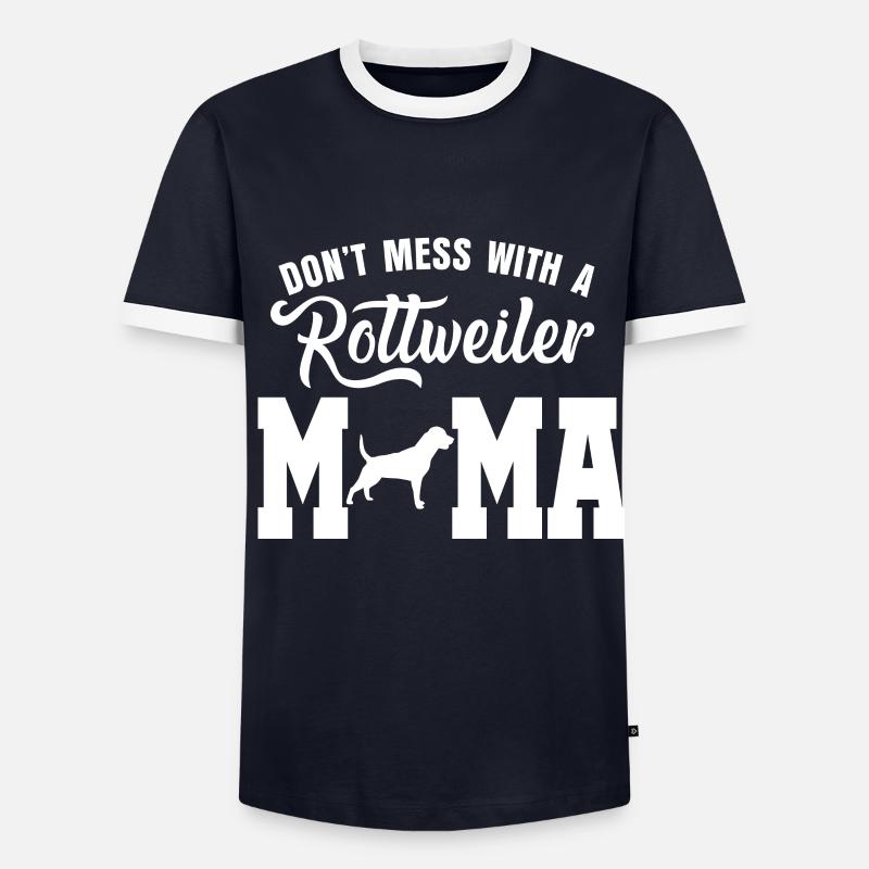Rottweiler Mutter - Männer Kontrast-T-Shirt - Navy/Weiß 