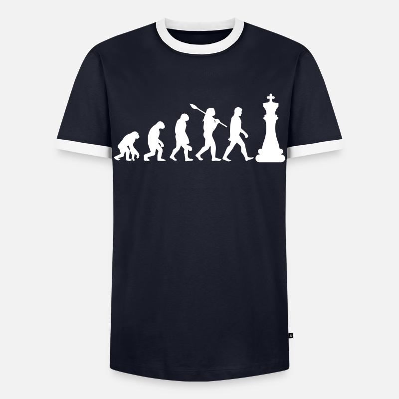Évolution des échecs - T-shirt contrasté Homme - marine/blanc
