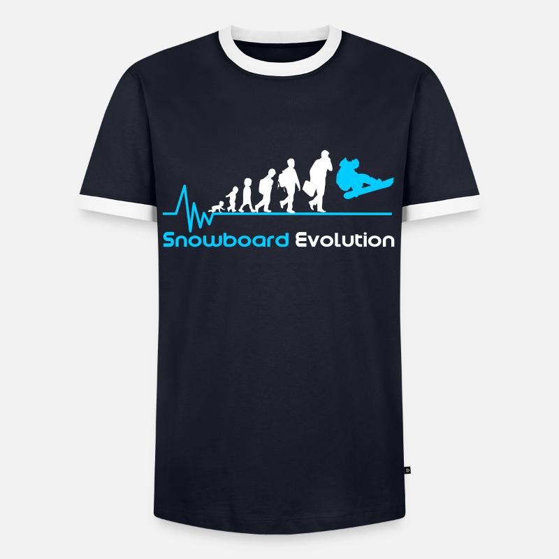 Snowboard Evolution Geburt - Männer Kontrast-T-Shirt - Navy/Weiß