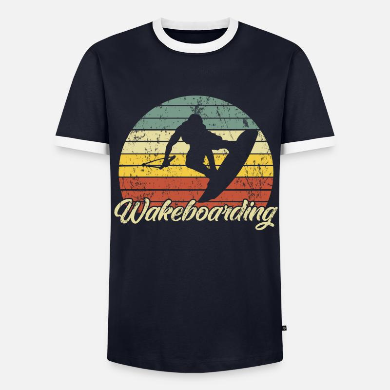 Wakeboard - Männer Kontrast-T-Shirt - Navy/Weiß 