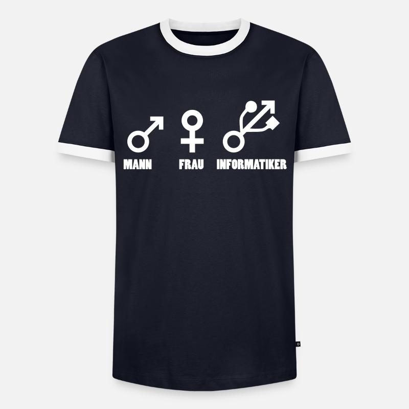 Der Informatiker - Männer Kontrast-T-Shirt - Navy/Weiß