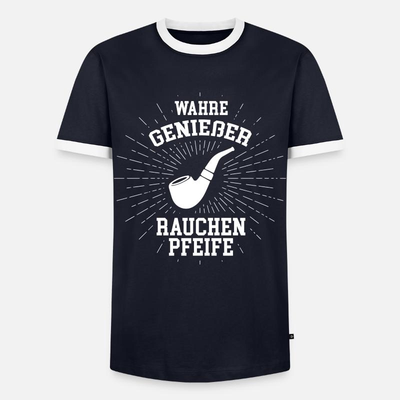 Pfeife - Männer Kontrast-T-Shirt - Navy/Weiß 
