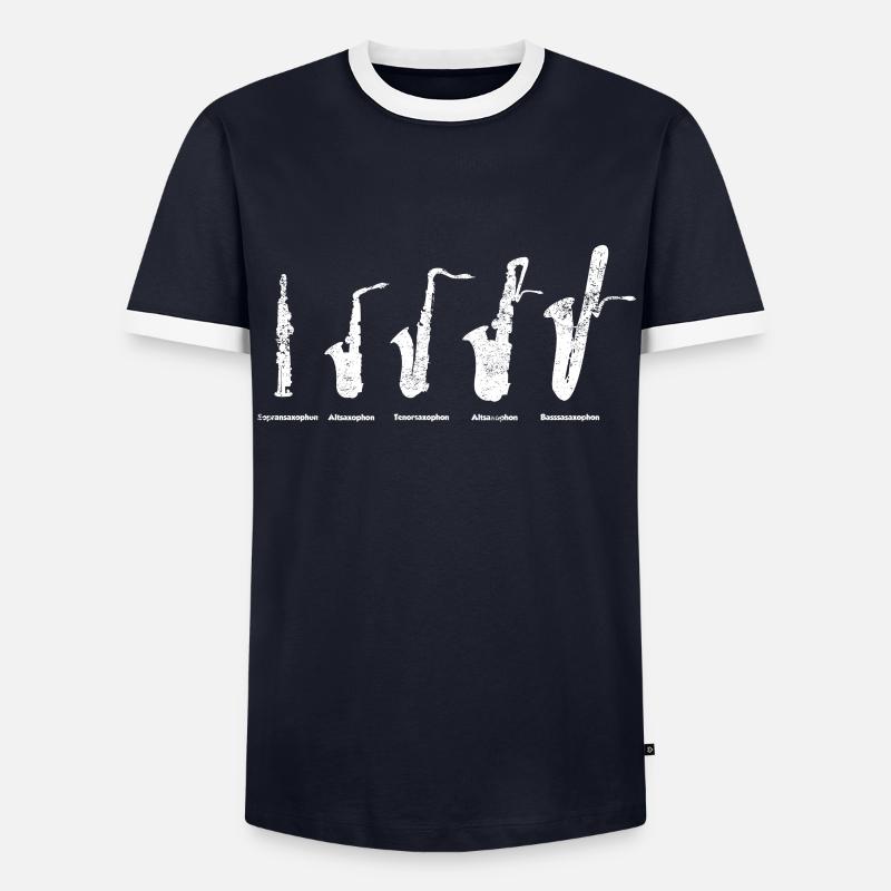 Saxophone Evolution - Men's Ringer Shirt - navy/white 