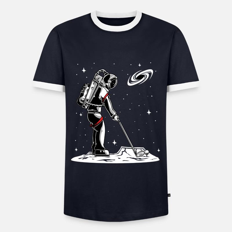 Golf astronaut - Men's Ringer Shirt - navy/white 
