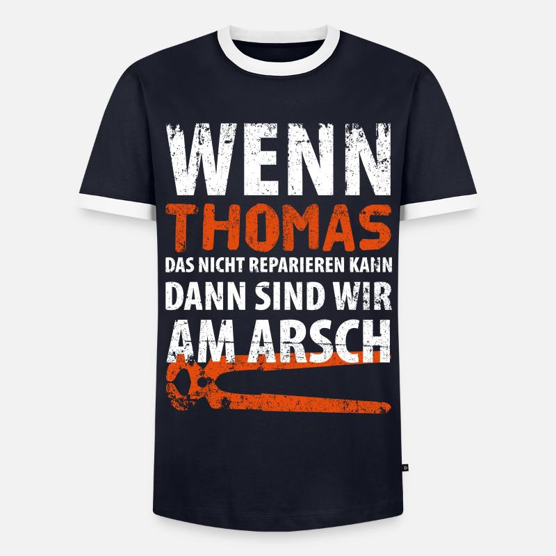 Heimwerker Thomas - Männer Kontrast-T-Shirt - Navy/Weiß